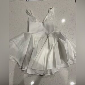 White Mini Dress with Full Skirt - Elegant Women's Party Dress